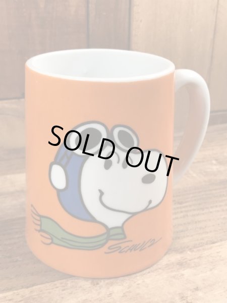 70年代頃のフライングエースのスヌーピーのビンテージのマグカップオルゴール