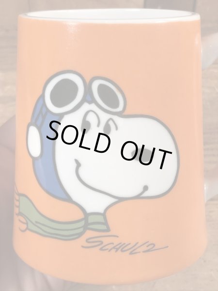 70年代頃のフライングエースのスヌーピーのビンテージのマグカップオルゴール