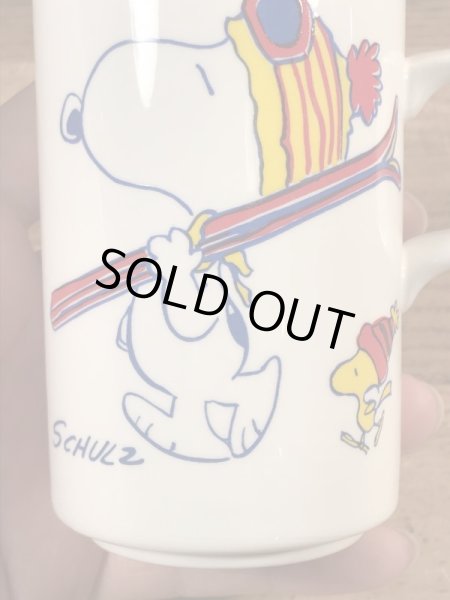 70’sのスヌーピーとウッドストックのヴィンテージのセラミックマグ