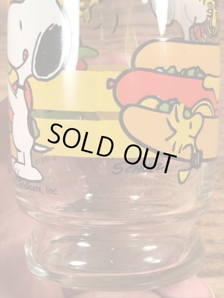 70〜80’sのホットドッグのスヌーピーのヴィンテージのガラスコップ