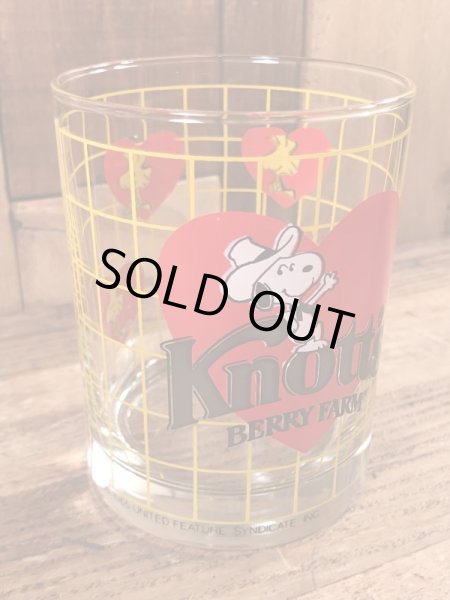80年代頃のナッツベリーファームのスヌーピーのビンテージのグラスコップ