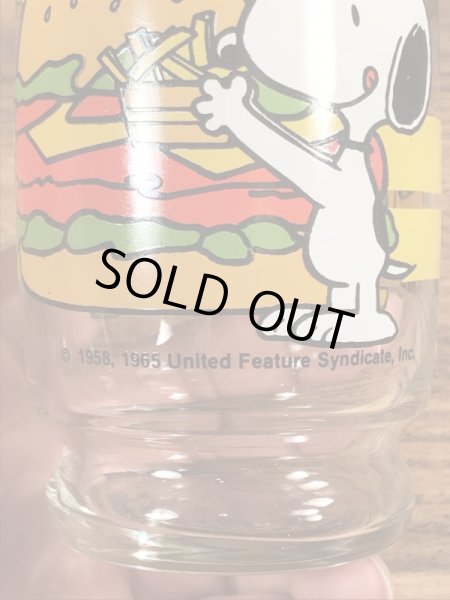 70〜80’sのホットドッグのスヌーピーのヴィンテージのガラスコップ