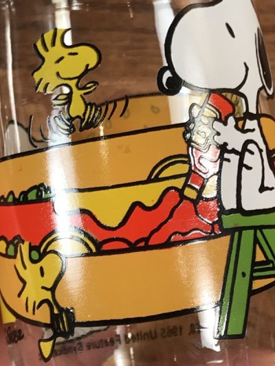 画像2: Peanuts Snoopy “hamburger & Hotdog” Glass　スヌーピー　ビンテージ　グラスコップ　70〜80年代