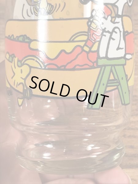 70〜80’sのホットドッグのスヌーピーのヴィンテージのガラスコップ