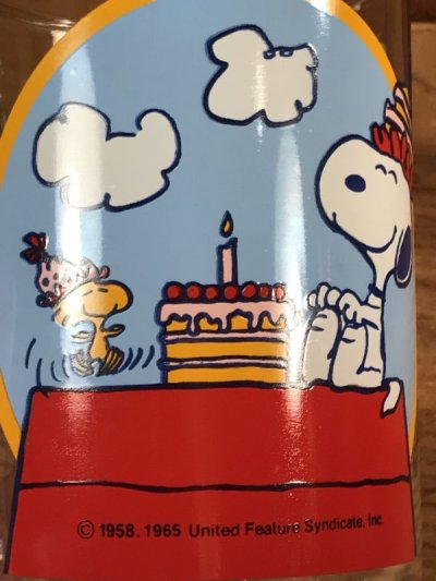 画像1: Peanuts Snoopy “Happy Birthday!” Big Glass　スヌーピー　ビンテージ　ビッググラス　70年代