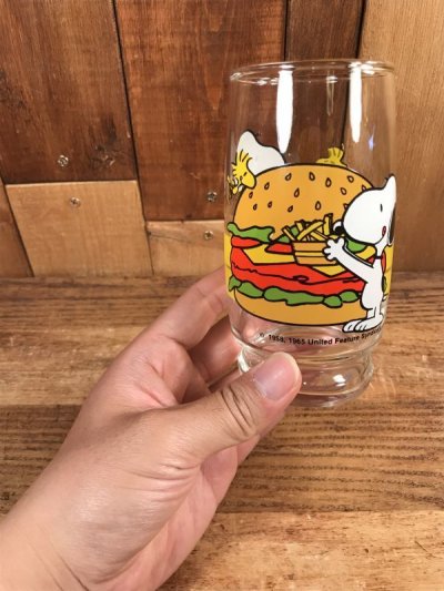 画像3: Peanuts Snoopy “hamburger & Hotdog” Glass　スヌーピー　ビンテージ　グラスコップ　70〜80年代
