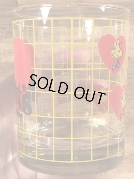 80’sのナッツベリーファームのスヌーピーのヴィンテージのガラスコップ