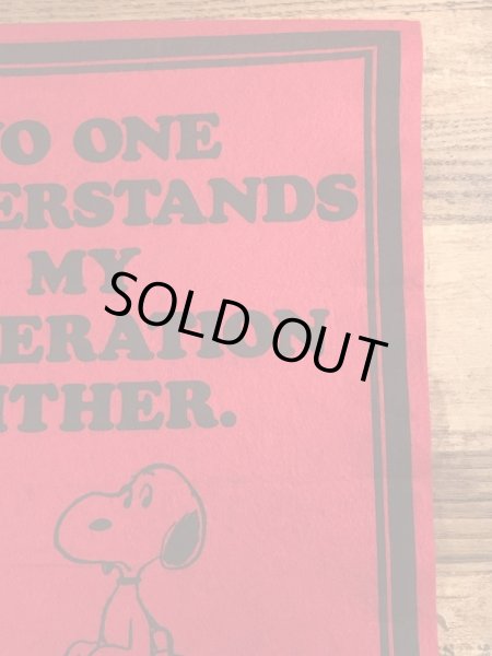 70’sのスヌーピーのヴィンテージのタペストリー