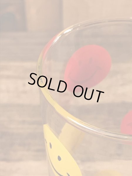 70年代頃のスマイルフェイスのビンテージのグラスコップ