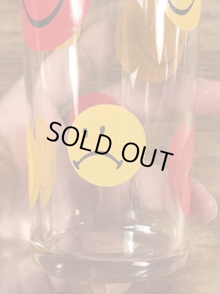 70’sのスマイルフェイスのヴィンテージのガラスコップ