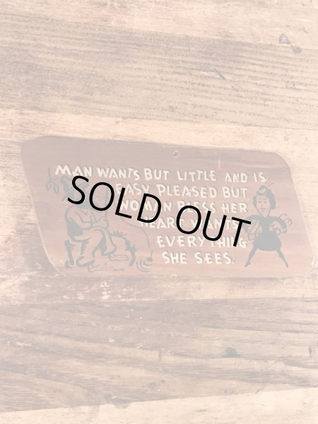 60年代頃のメッセージが描かれたビンテージの壁掛けウッドサイン