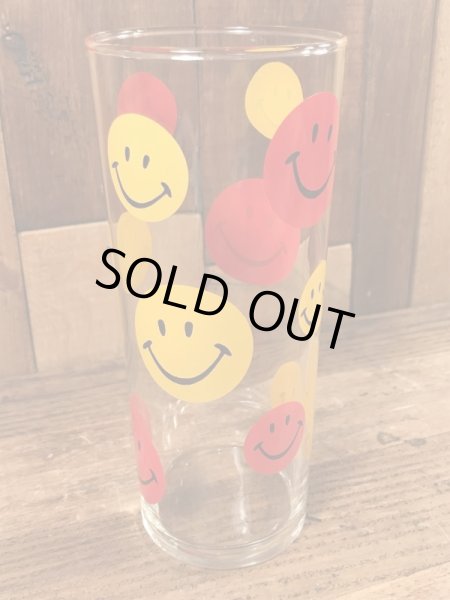 70年代頃のスマイルフェイスのビンテージのグラスコップ