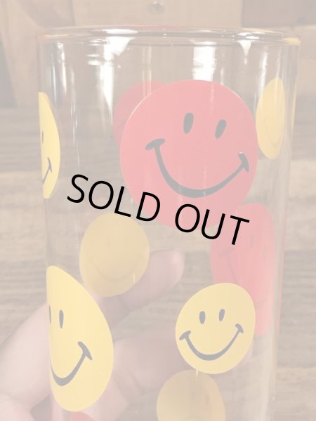 70年代頃のスマイルフェイスのビンテージのグラスコップ