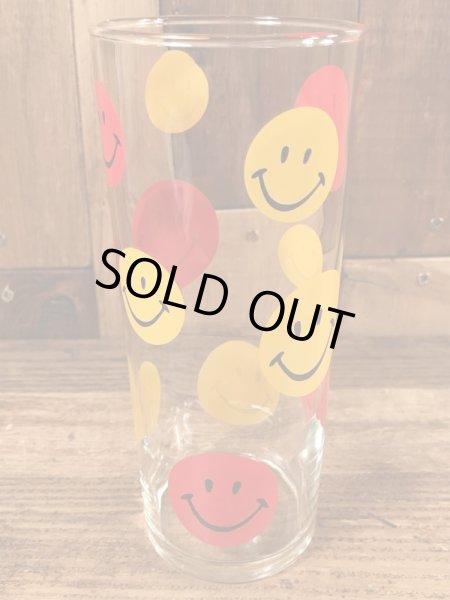 70年代頃のスマイルフェイスのビンテージのグラスコップ