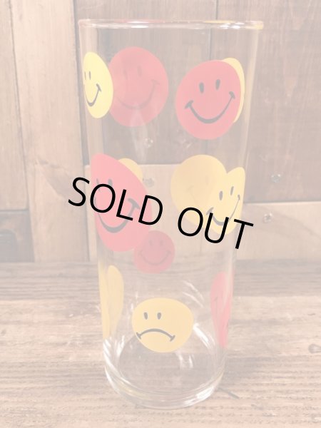 70’sのスマイルフェイスのヴィンテージのガラスコップ