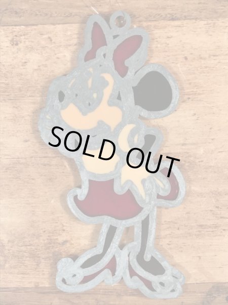 70年代頃のミニーマウスのヴィンテージのステンドグラス風オーナメント