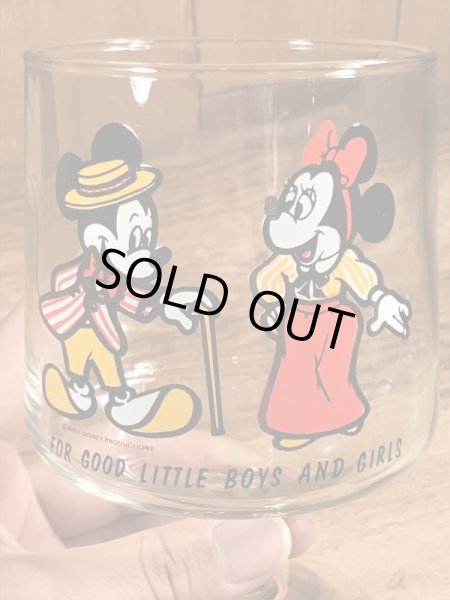 70年代頃のミッキー＆ミニーマウスのビンテージのグラス