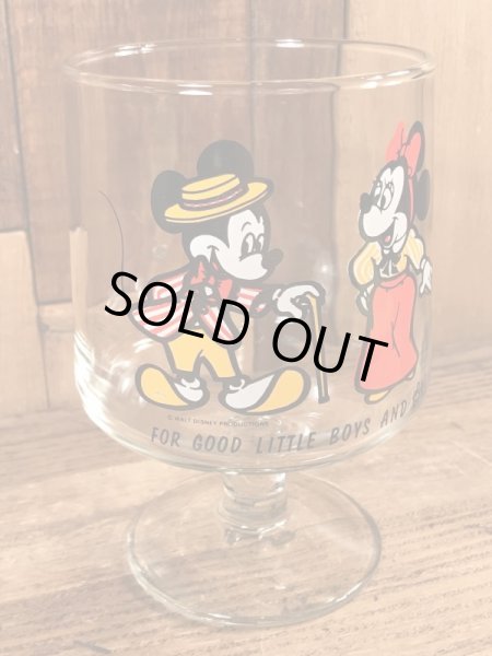 70年代頃のミッキー＆ミニーマウスのビンテージのグラス