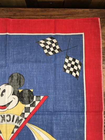 画像1: Disney Mickey Mouse “Racing” Bandana　ミッキーマウス　ビンテージ　バンダナ　ディズニー　80年代