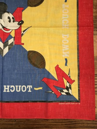 画像2: Disney Mickey Mouse “Touch Down” Bandana　ミッキーマウス　ビンテージ　バンダナ　ディズニー　80年代