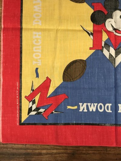 画像1: Disney Mickey Mouse “Touch Down” Bandana　ミッキーマウス　ビンテージ　バンダナ　ディズニー　80年代