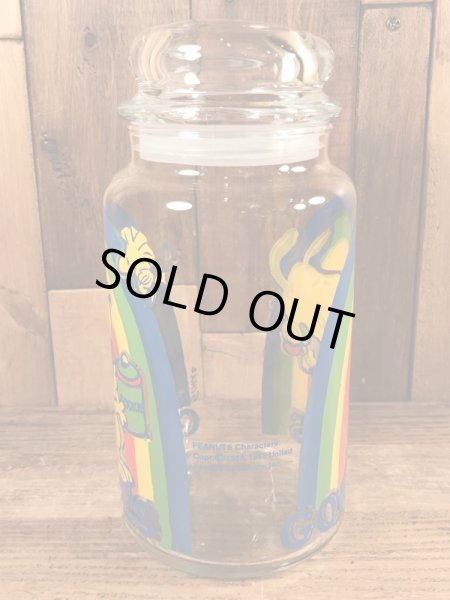 70〜80年代のスヌーピーのビンテージのガラスキャニスター