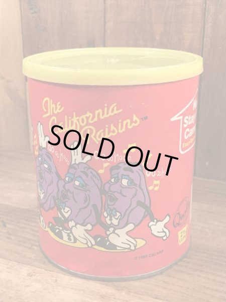 80年代のカリフォルニアレーズンのヴィンテージのTin缶