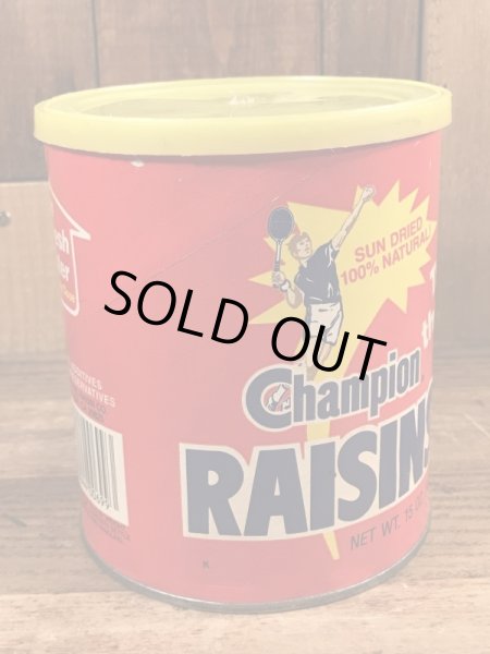 80年代のカリフォルニアレーズンのヴィンテージのTin缶