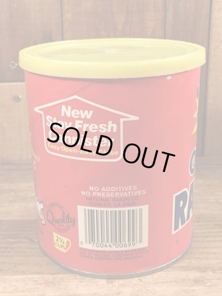 80年代のカリフォルニアレーズンのヴィンテージのTin缶