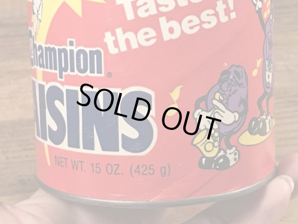 80年代のカリフォルニアレーズンのヴィンテージのTin缶