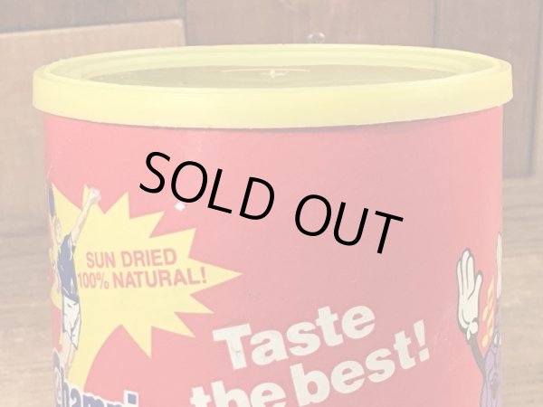 80年代のカリフォルニアレーズンのビンテージのTin缶