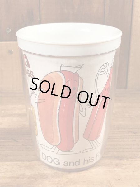 70年代のミスターホットドッグのビンテージのプラスチックマグカップ