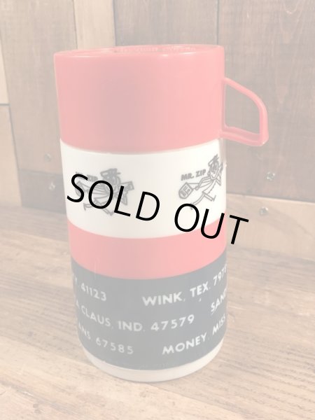 企業キャラクターのMr. Zipのヴィンテージのサーモボトル