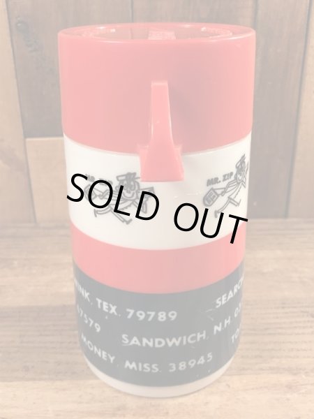 企業キャラクターのMr. Zipのヴィンテージのサーモボトル