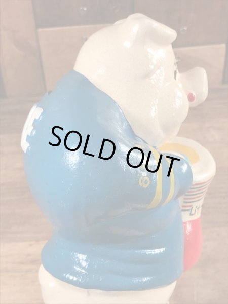 企業キャラクターのアーニーピッグのビンテージの貯金箱フィギュア