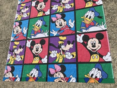 画像1: Walt Disney Character Flat Sheet　ディズニーキャラクター　ビンテージ　フラットシーツ　ミッキーマウス　90年代