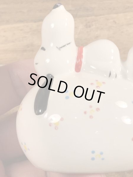 スヌーピー　ビンテージ　コインバンク　陶器　70年代