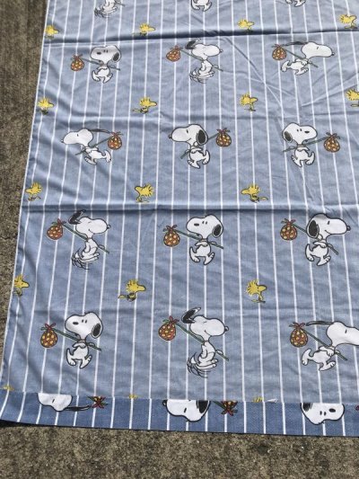 画像2: Peanuts Snoopy Stripe Flat Sheet　スヌーピー　ビンテージ　フラットシーツ　生地　70~80年代