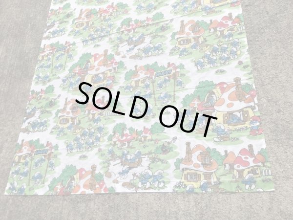 スマーフ　ビンテージ　フラットシーツ　生地　80年代