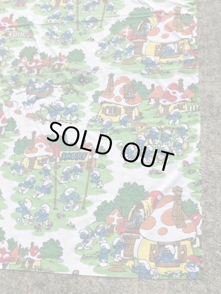 スマーフ　ビンテージ　フラットシーツ　生地　80年代