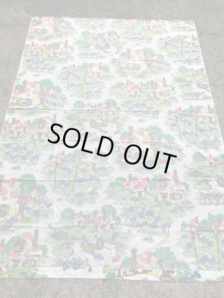 スマーフ　ビンテージ　フラットシーツ　生地　80年代