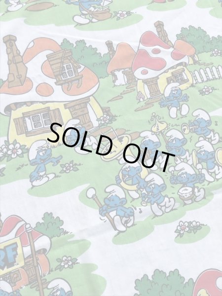 スマーフ　ヴィンテージ　フラットシーツ　生地　80’s