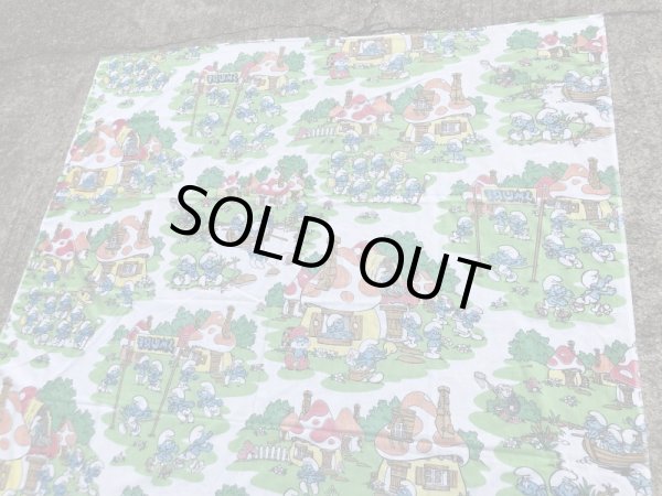 スマーフ　ヴィンテージ　フラットシーツ　生地　80’s