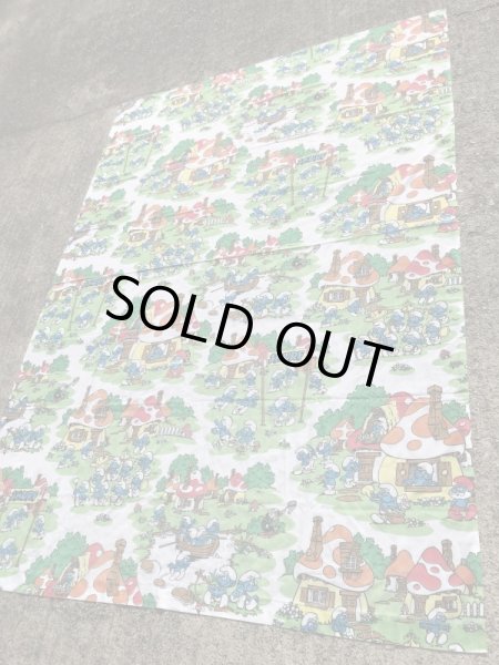 スマーフ　ビンテージ　フラットシーツ　生地　80年代