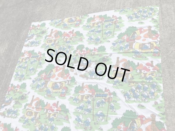 スマーフ　ヴィンテージ　フラットシーツ　生地　80’s