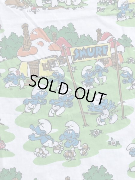 スマーフ　ビンテージ　フラットシーツ　生地　80年代