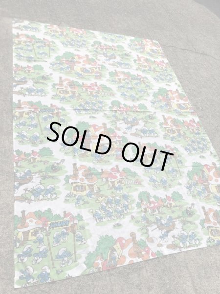 スマーフ　ヴィンテージ　ベッドシーツ　生地　80’s