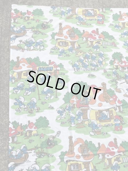 スマーフ　ヴィンテージ　フラットシーツ　生地　80’s