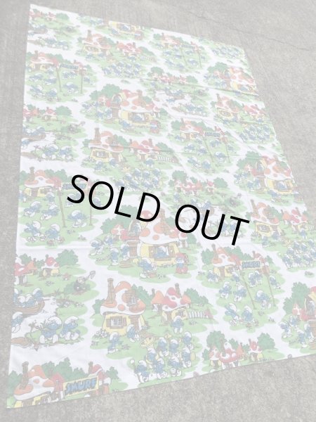 スマーフ　ヴィンテージ　フラットシーツ　生地　80’s