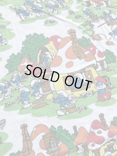 スマーフ　ヴィンテージ　フラットシーツ　生地　80’s